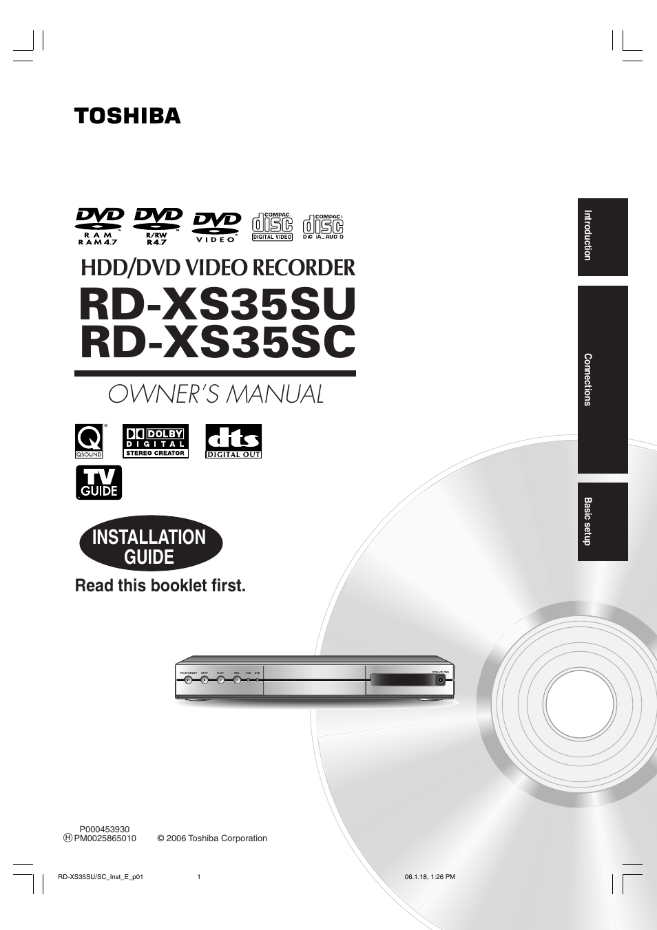 Toshiba RD-XS35SC User Manual | 56 pages