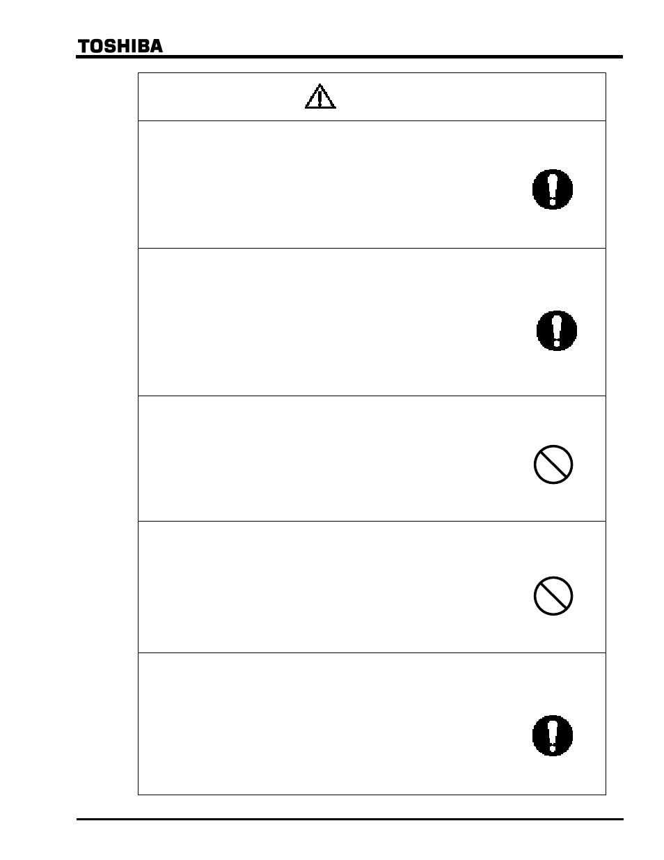 Warning | Toshiba Uninterruptible Power System G8000 Series User Manual | Page 11 / 41