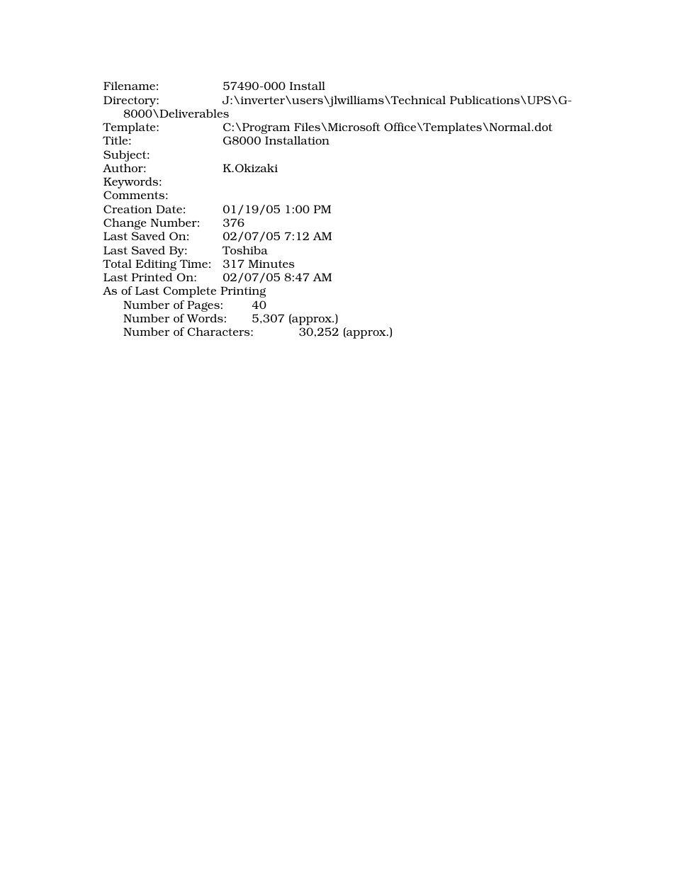 Toshiba Uninterruptible Power System G8000 Series User Manual | Page 41 / 41