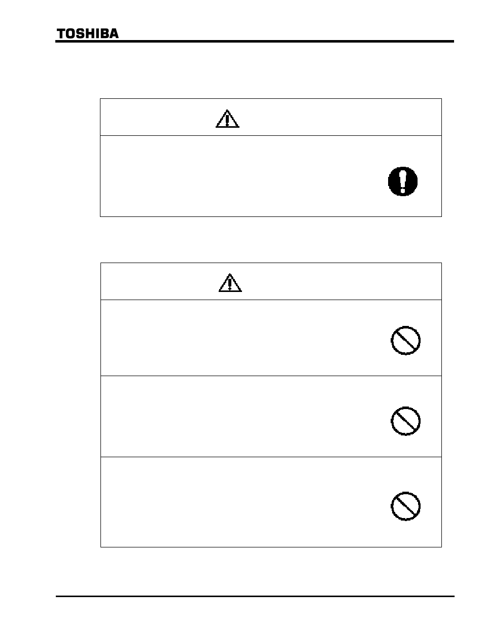 Installation precautions, Warning, Caution | Toshiba Uninterruptible Power System G8000 Series User Manual | Page 9 / 41