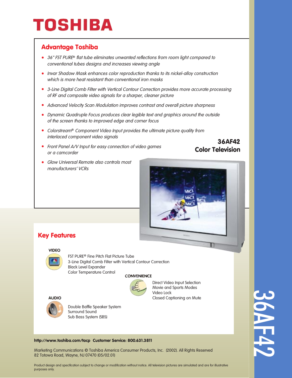 Toshiba 36AF42 User Manual | 2 pages