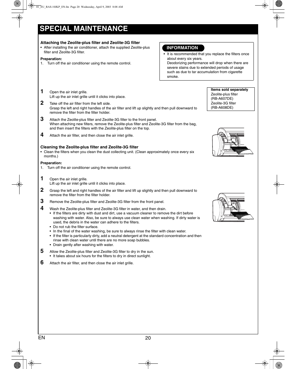 Special maintenance | Toshiba RAS-13JKVP-E User Manual | Page 22 / 31
