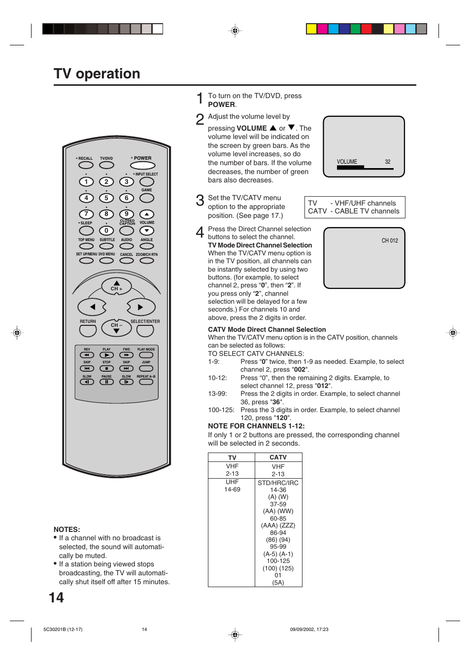 Tv operation | Toshiba MD13M1 User Manual | Page 14 / 52