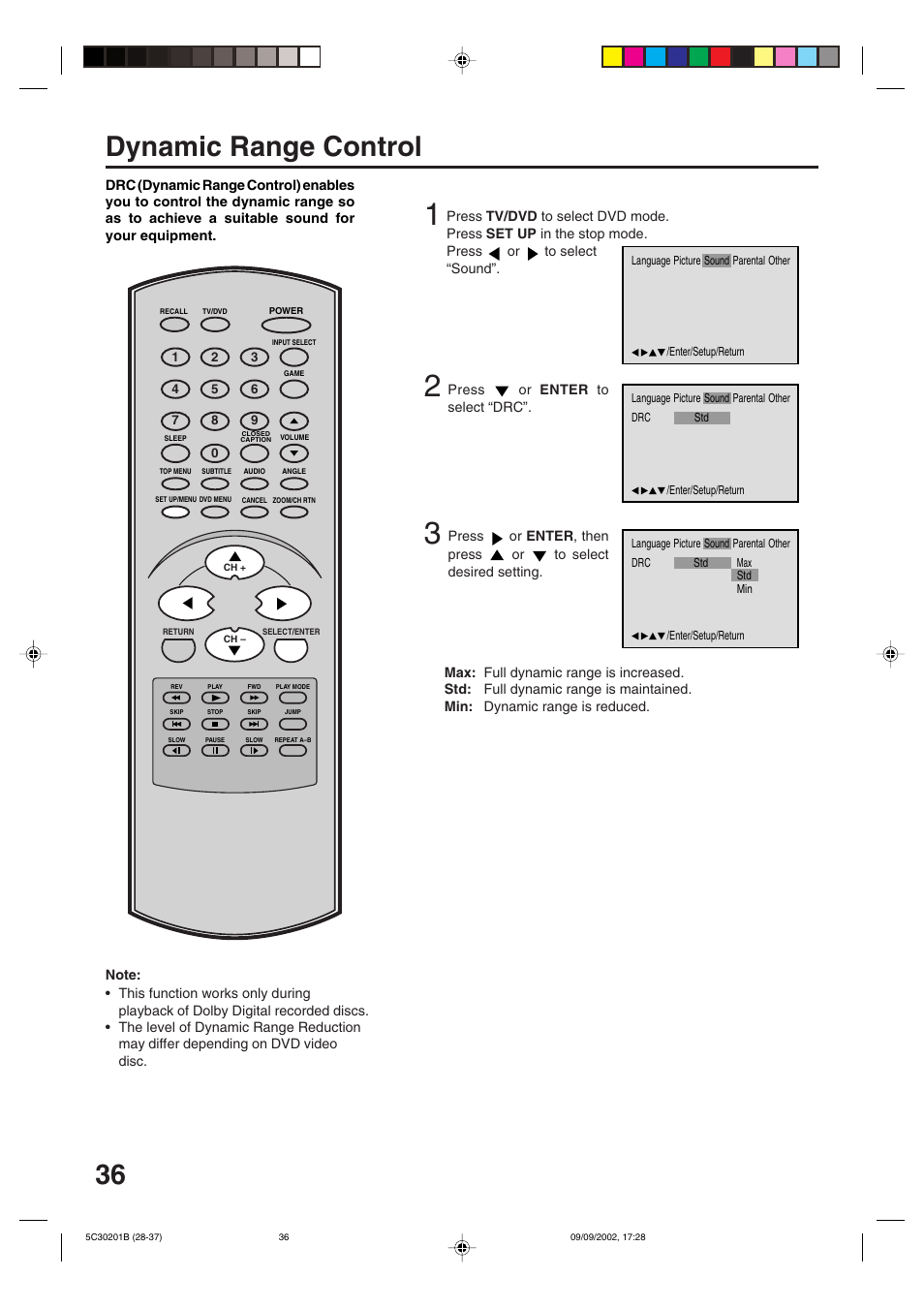 Dynamic range control | Toshiba MD13M1 User Manual | Page 36 / 52