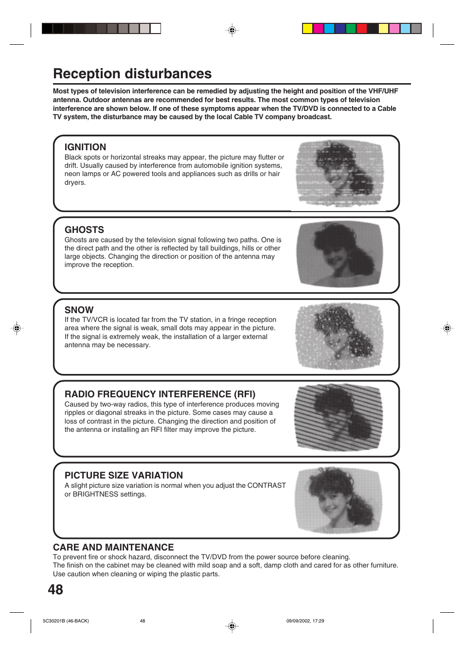 Reception disturbances | Toshiba MD13M1 User Manual | Page 48 / 52