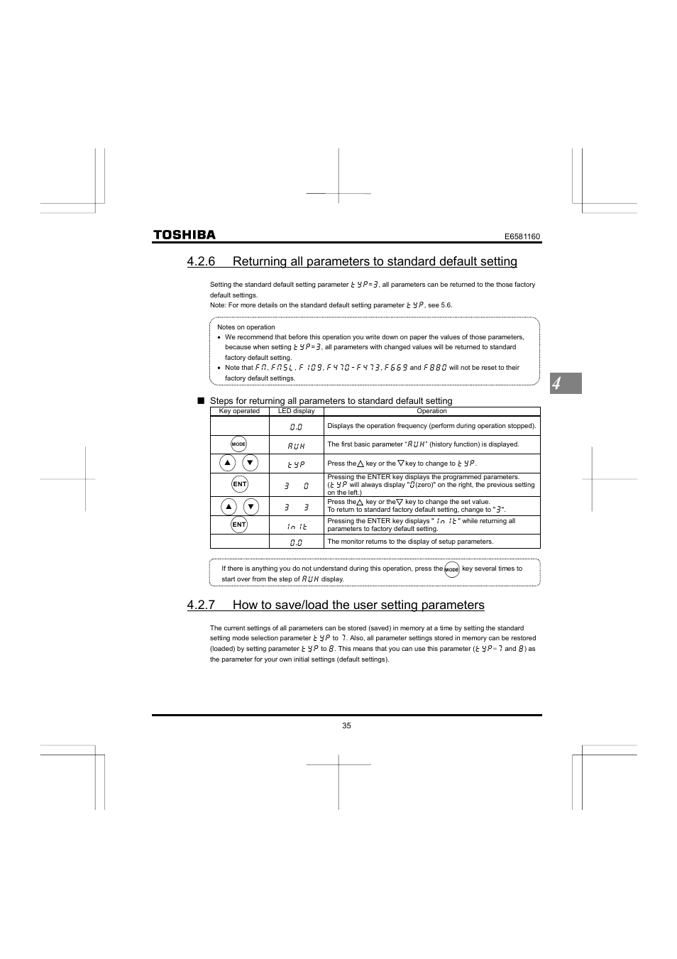 7 how to save/load the user setting parameters | Toshiba VF-S11 User Manual | Page 36 / 81