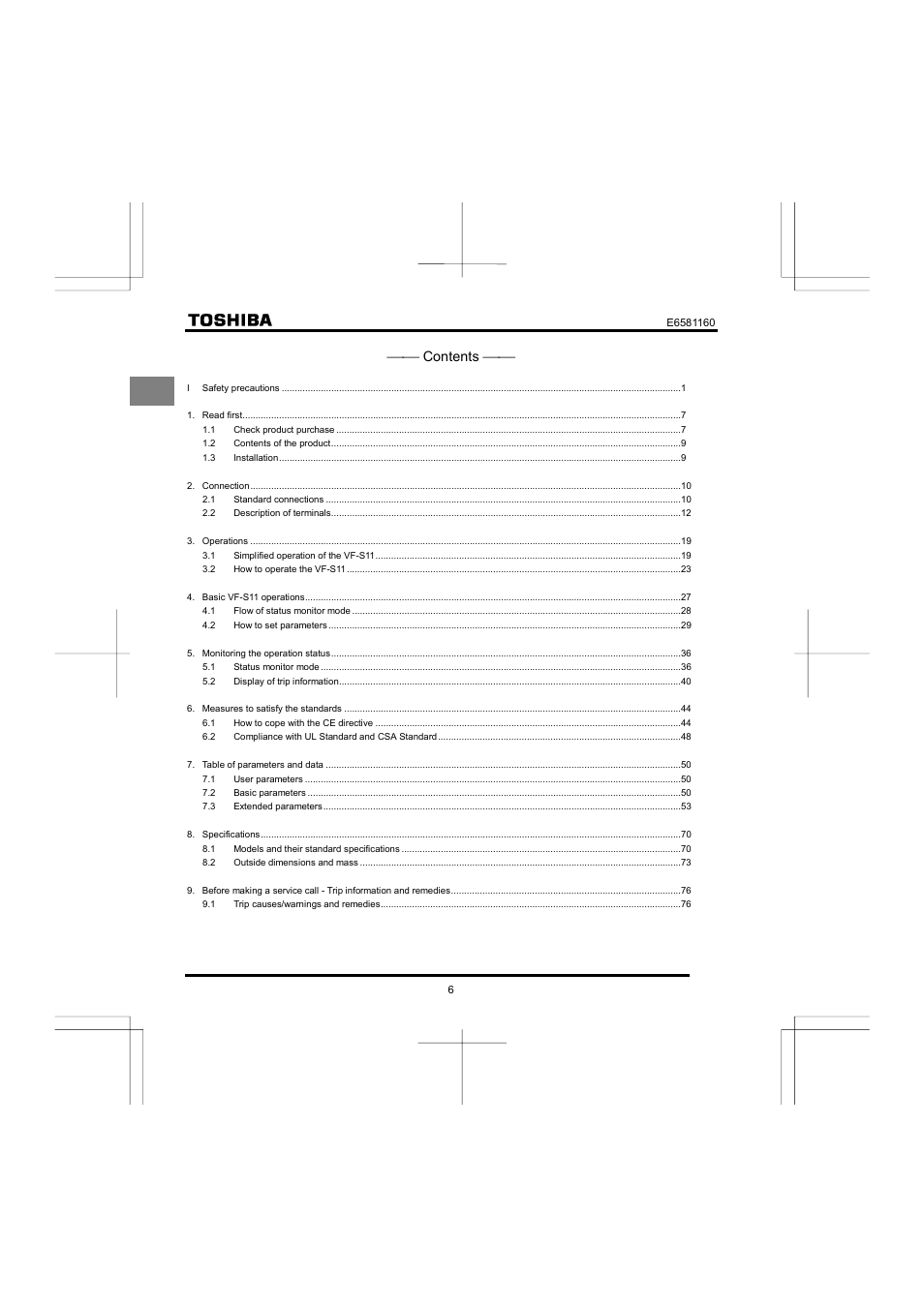 Toshiba VF-S11 User Manual | Page 7 / 81