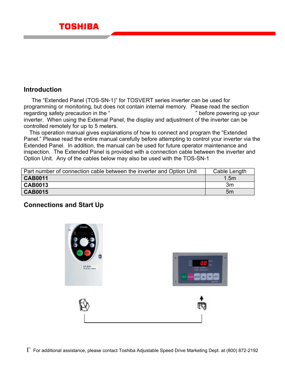 Toshiba Extended Panel TOS-SN-1 User Manual | 7 pages