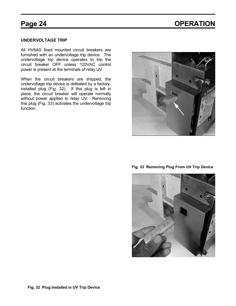 Undervoltage trip, Page 24 operation | Toshiba HV6AS User Manual | Page 28 / 39