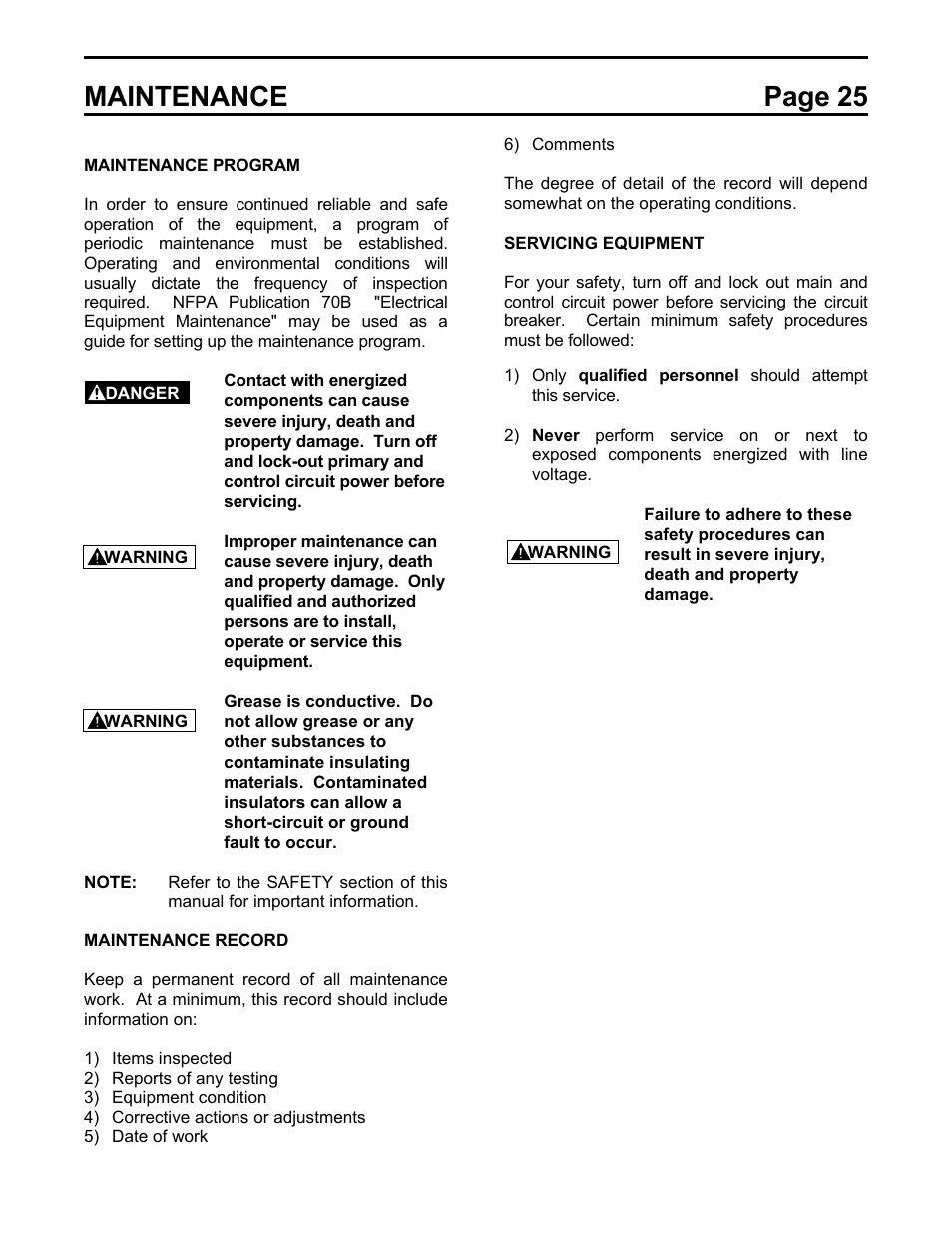 Maintenance page 25 | Toshiba HV6AS User Manual | Page 29 / 39