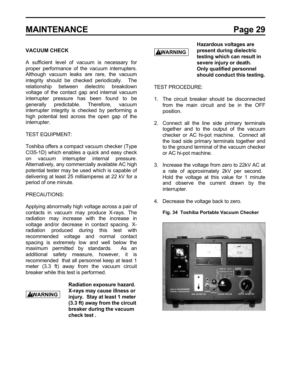 Maintenance page 29 | Toshiba HV6AS User Manual | Page 33 / 39