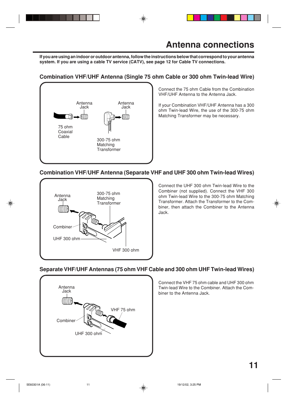 Antenna connections | Toshiba MD13N3 User Manual | Page 11 / 47