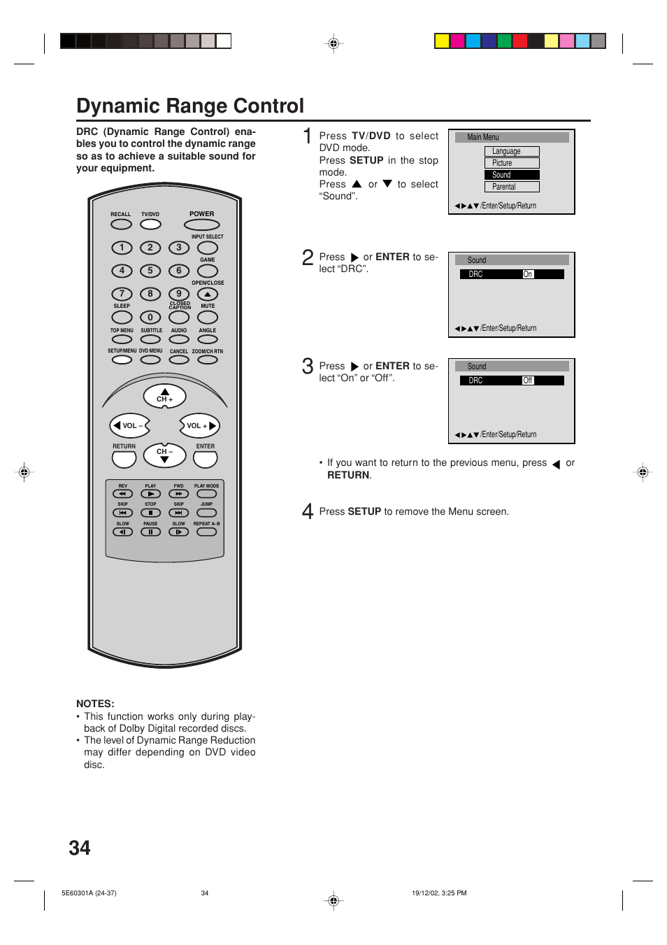 Dynamic range control | Toshiba MD13N3 User Manual | Page 34 / 47