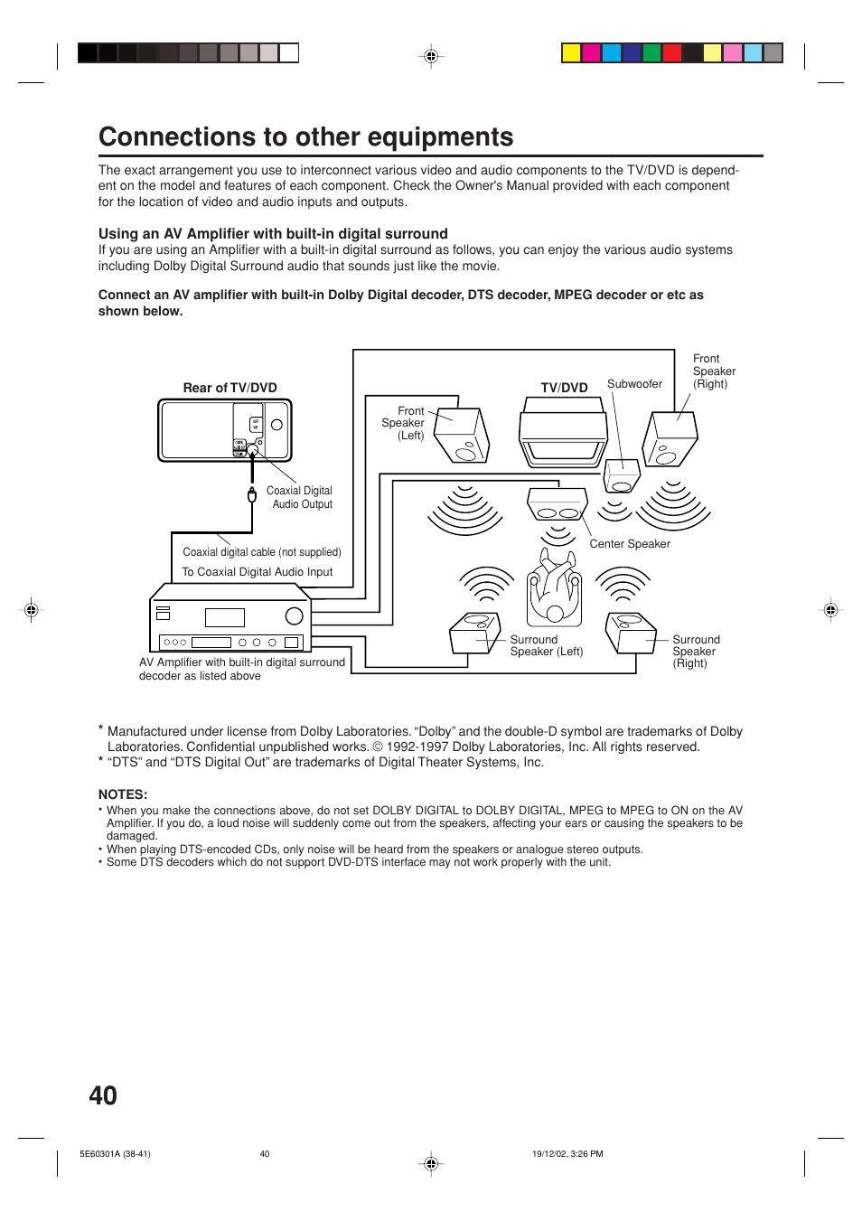 Connections to other equipments | Toshiba MD13N3 User Manual | Page 40 / 47