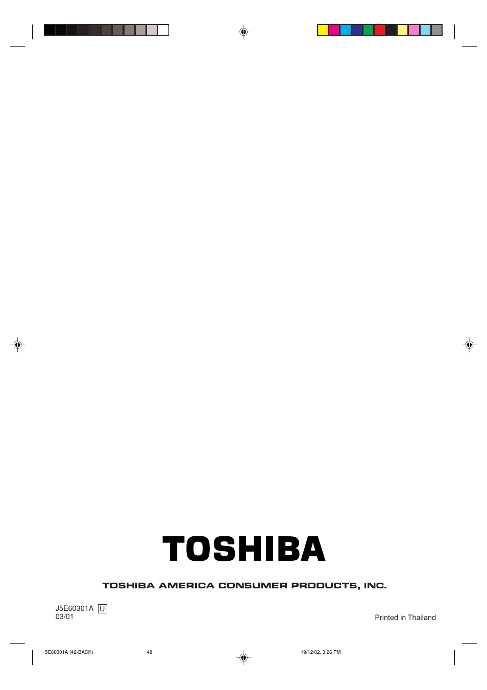 Back cover | Toshiba MD13N3 User Manual | Page 47 / 47