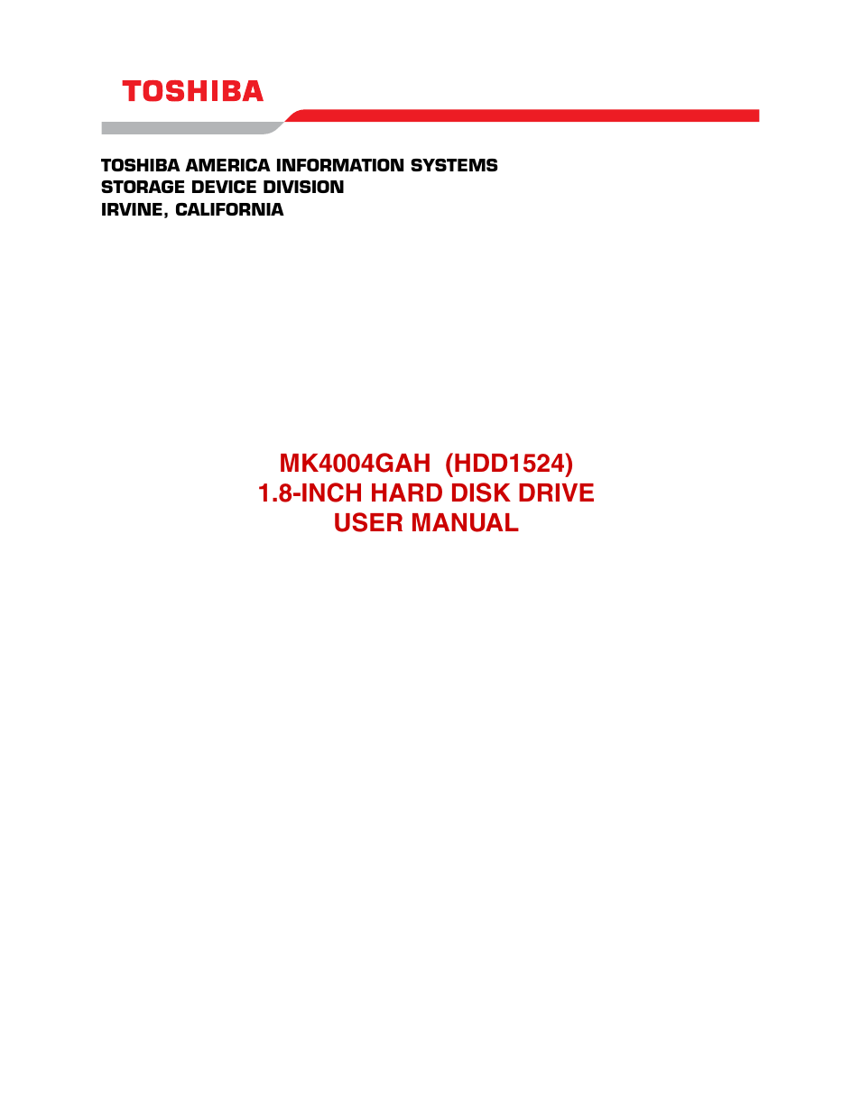 Toshiba MK4004GAH User Manual | 9 pages