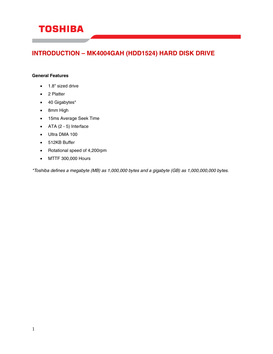 Introduction – mk4004gah (hdd1524) hard disk drive | Toshiba MK4004GAH User Manual | Page 3 / 9
