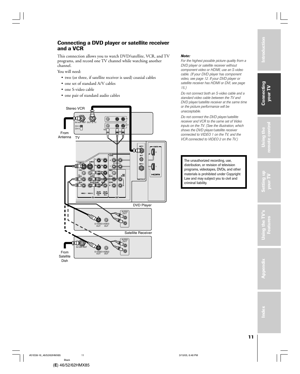 Toshiba 46HMX85 User Manual | Page 11 / 72