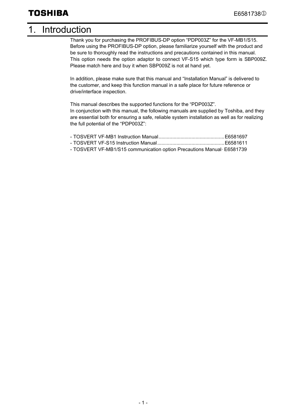 Introduction | Toshiba Tosvert VF-MB1/S15 User Manual | Page 3 / 38