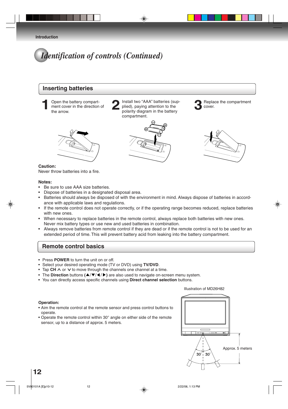 Identification of controls (continued) | Toshiba MD30H82 User Manual | Page 12 / 72