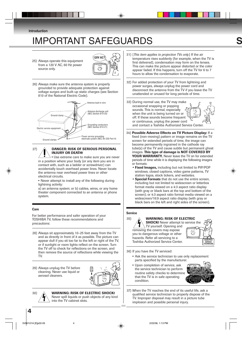 Important safeguards s | Toshiba MD30H82 User Manual | Page 4 / 72