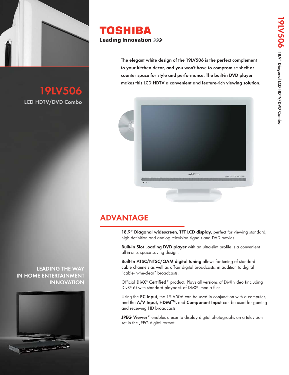 Toshiba 19LV506 User Manual | 2 pages