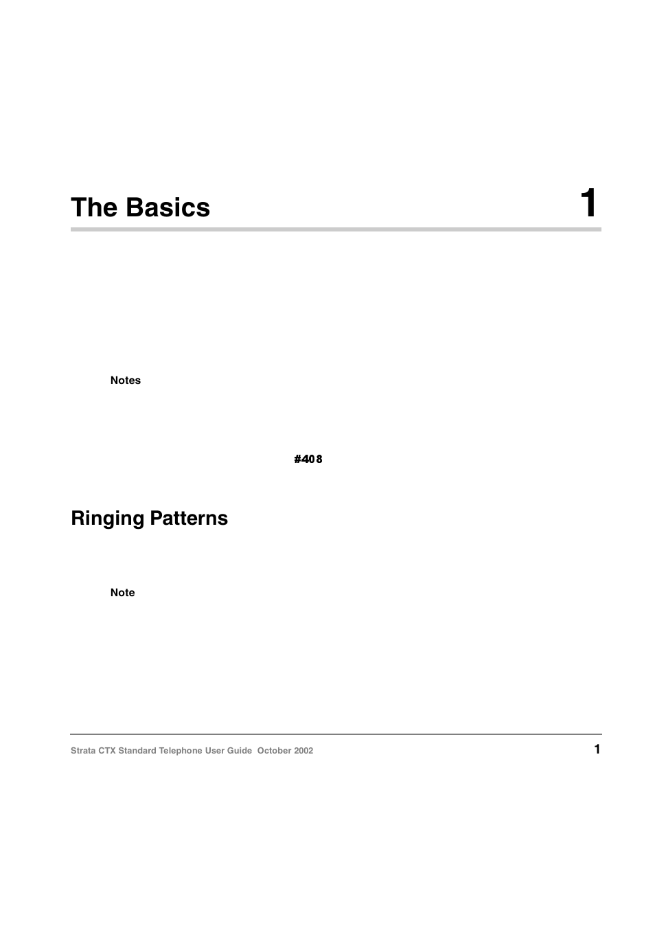 The basics 1, Ringing patterns, Chapter 1 | The basics, Chapter 1 – the basics | Toshiba Standard Telephone User Manual | Page 10 / 49