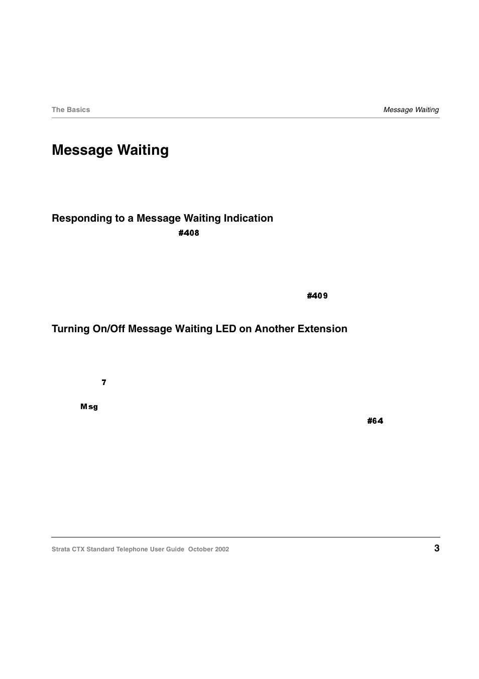 Message waiting, Responding to a message waiting indication | Toshiba Standard Telephone User Manual | Page 12 / 49