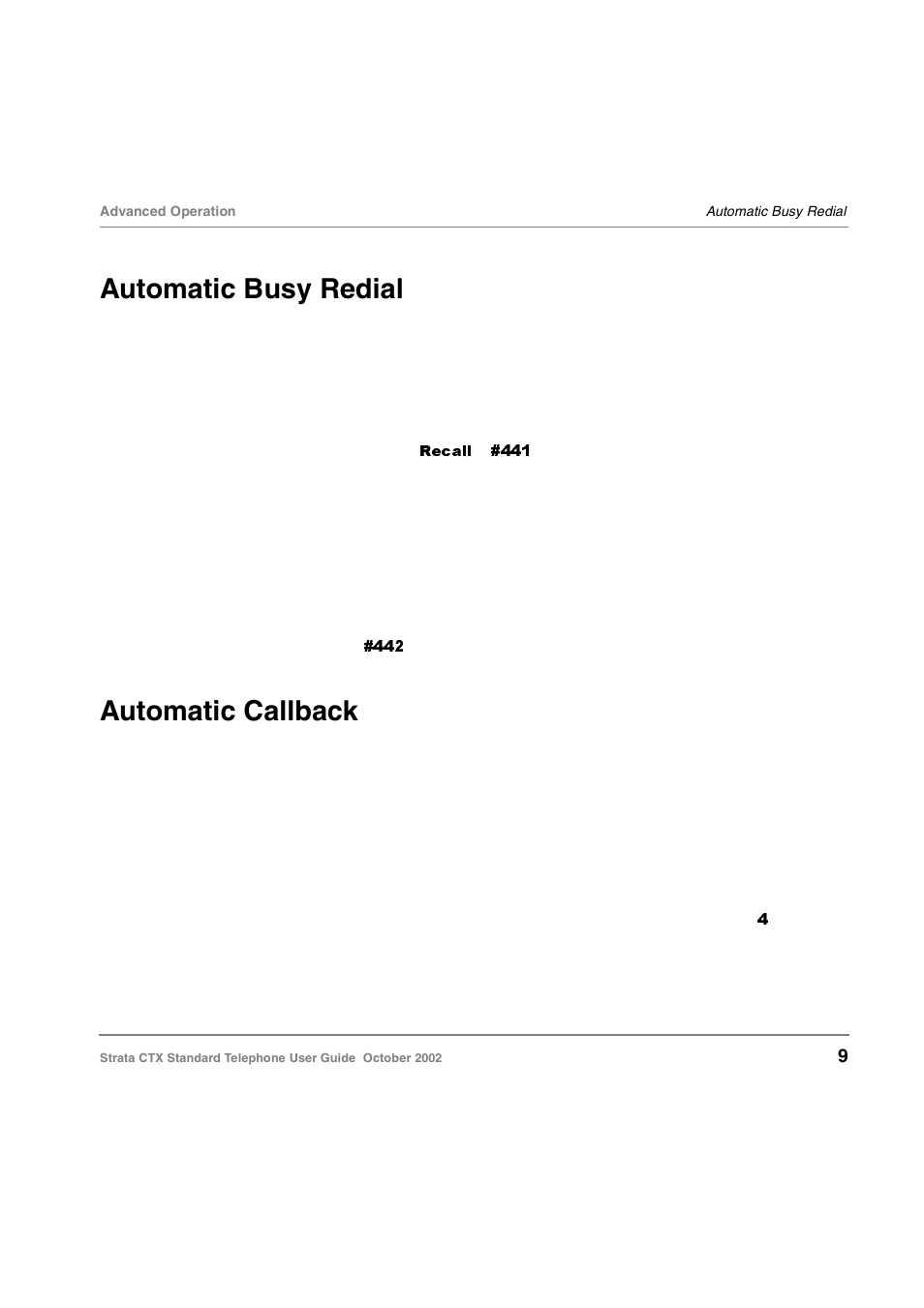 Automatic busy redial, Automatic callback, Automatic busy redial automatic callback | Toshiba Standard Telephone User Manual | Page 18 / 49