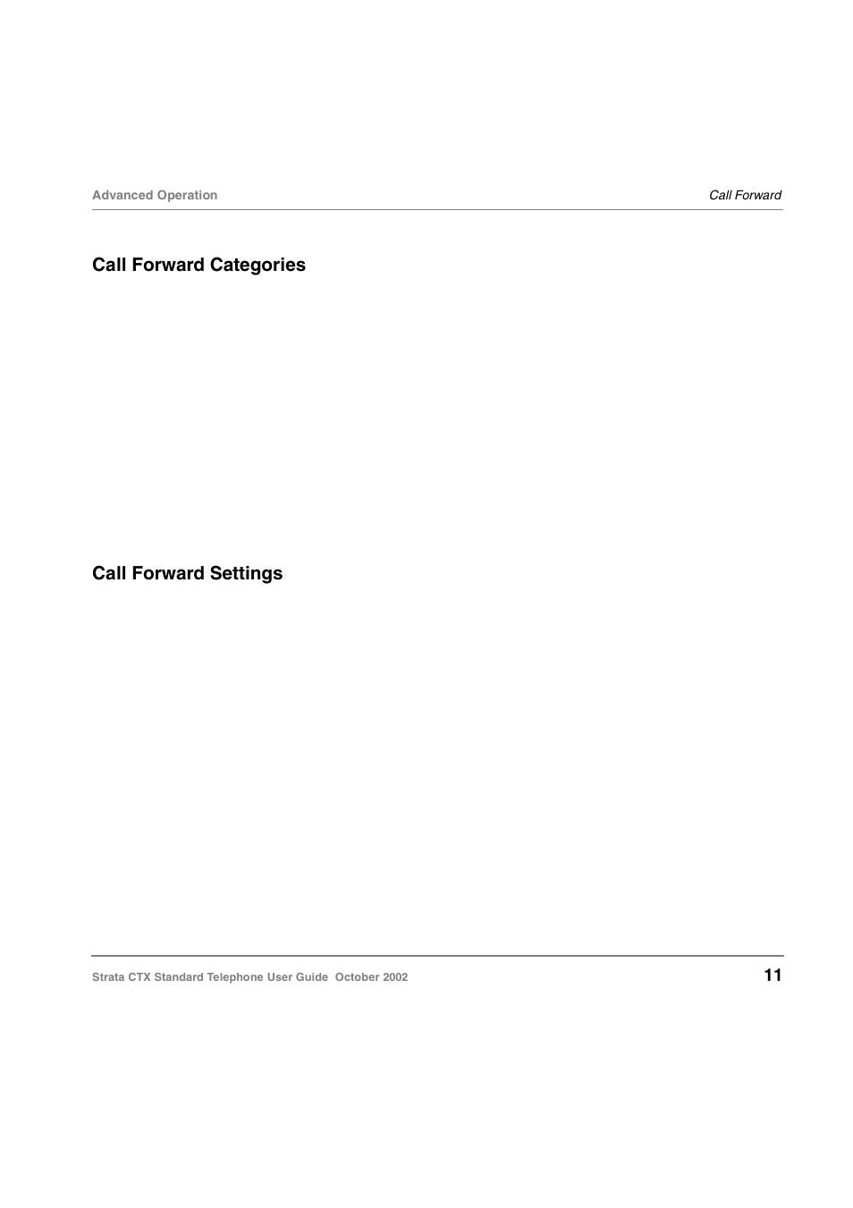 Call forward categories, Call forward settings, Call forward categories call forward settings | Toshiba Standard Telephone User Manual | Page 20 / 49