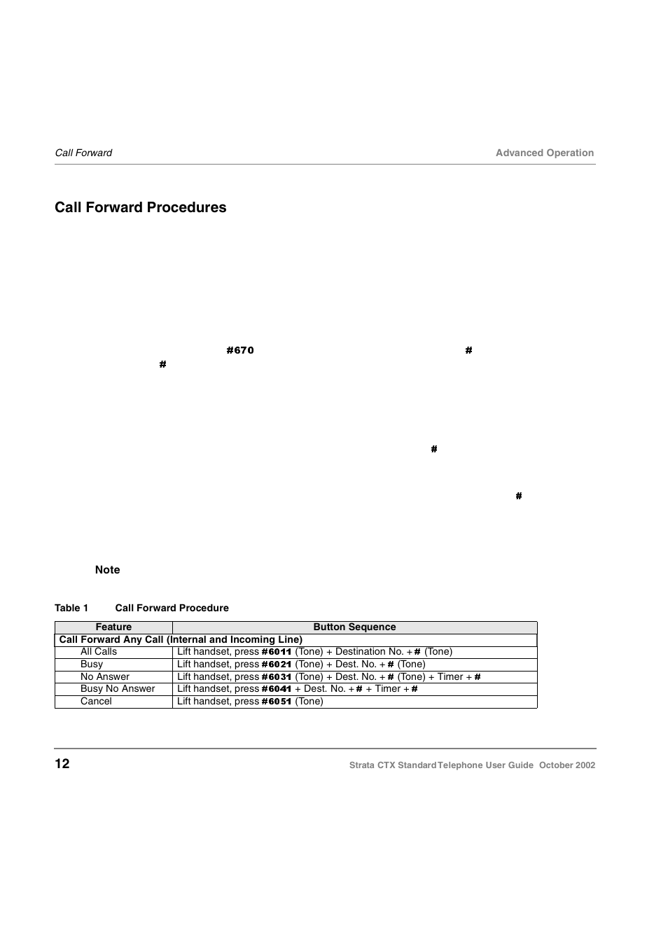 Call forward procedures | Toshiba Standard Telephone User Manual | Page 21 / 49