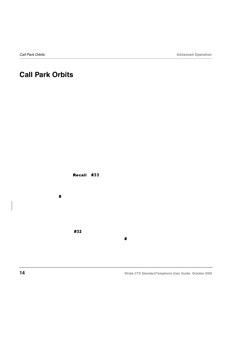 Call park orbits | Toshiba Standard Telephone User Manual | Page 23 / 49