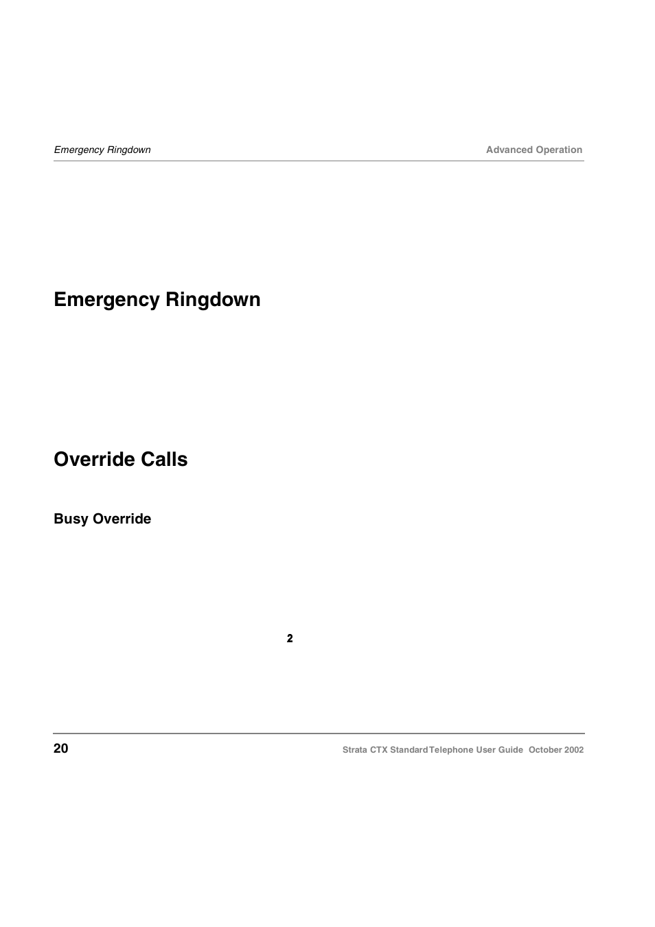 Emergency ringdown, Override calls, Busy override | Emergency ringdown override calls | Toshiba Standard Telephone User Manual | Page 29 / 49