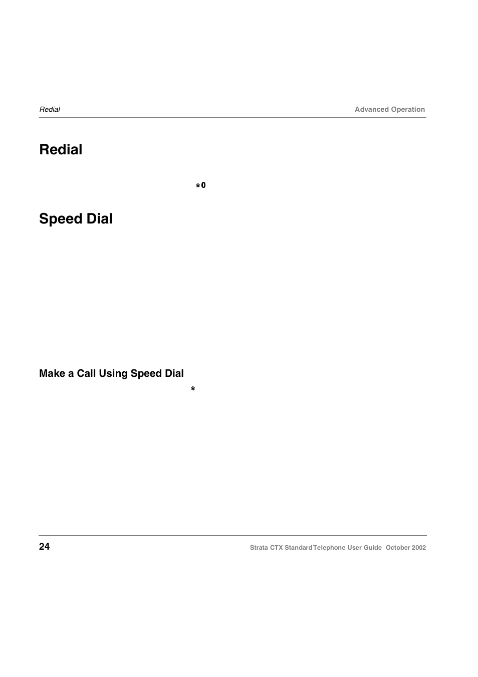 Redial, Speed dial, Make a call using speed dial | Redial speed dial | Toshiba Standard Telephone User Manual | Page 33 / 49