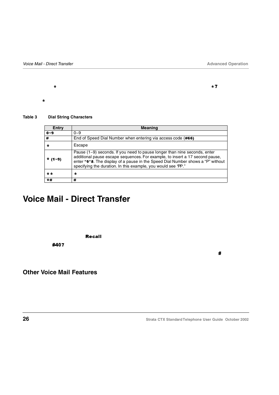 Voice mail - direct transfer, Other voice mail features | Toshiba Standard Telephone User Manual | Page 35 / 49