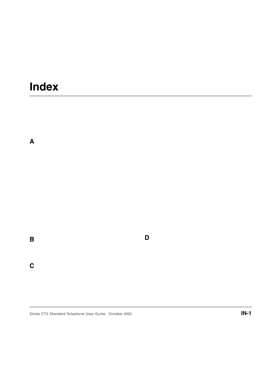 Index | Toshiba Standard Telephone User Manual | Page 48 / 49