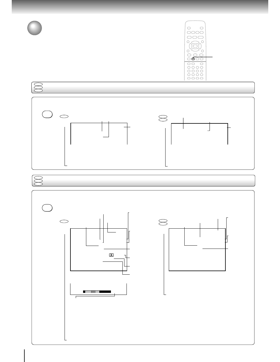 Checking the operational status, Checking the remaining time and setting status, Press display during stop | Press display during playback, Advanced playback | Toshiba SD-2150 User Manual | Page 34 / 46