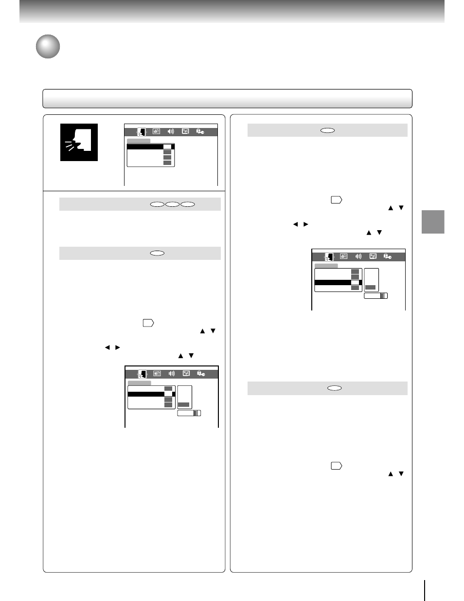 Customizing the function settings (continued), Setting details, Audio language | Subtitle language, On-screen language, Disc menu language, Language, Function setup | Toshiba SD-2150 User Manual | Page 37 / 46