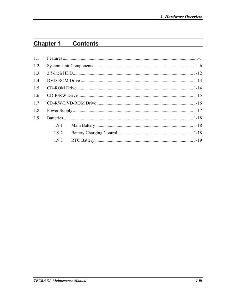 Chapter 1 contents | Toshiba TECRA S1 User Manual | Page 13 / 268