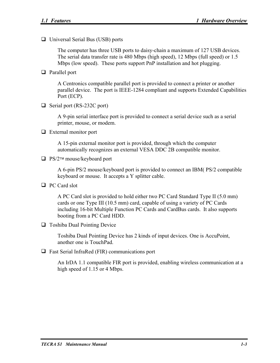 Toshiba TECRA S1 User Manual | Page 17 / 268