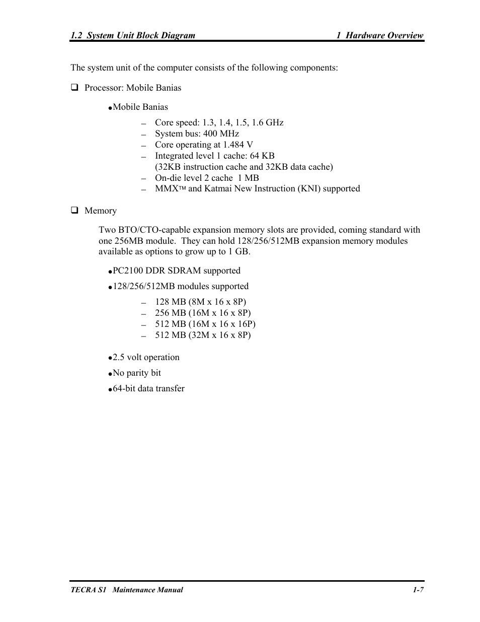 Toshiba TECRA S1 User Manual | Page 21 / 268