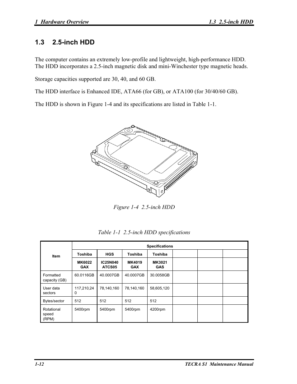 Inch hdd, 3 2.5-inch hdd | Toshiba TECRA S1 User Manual | Page 26 / 268