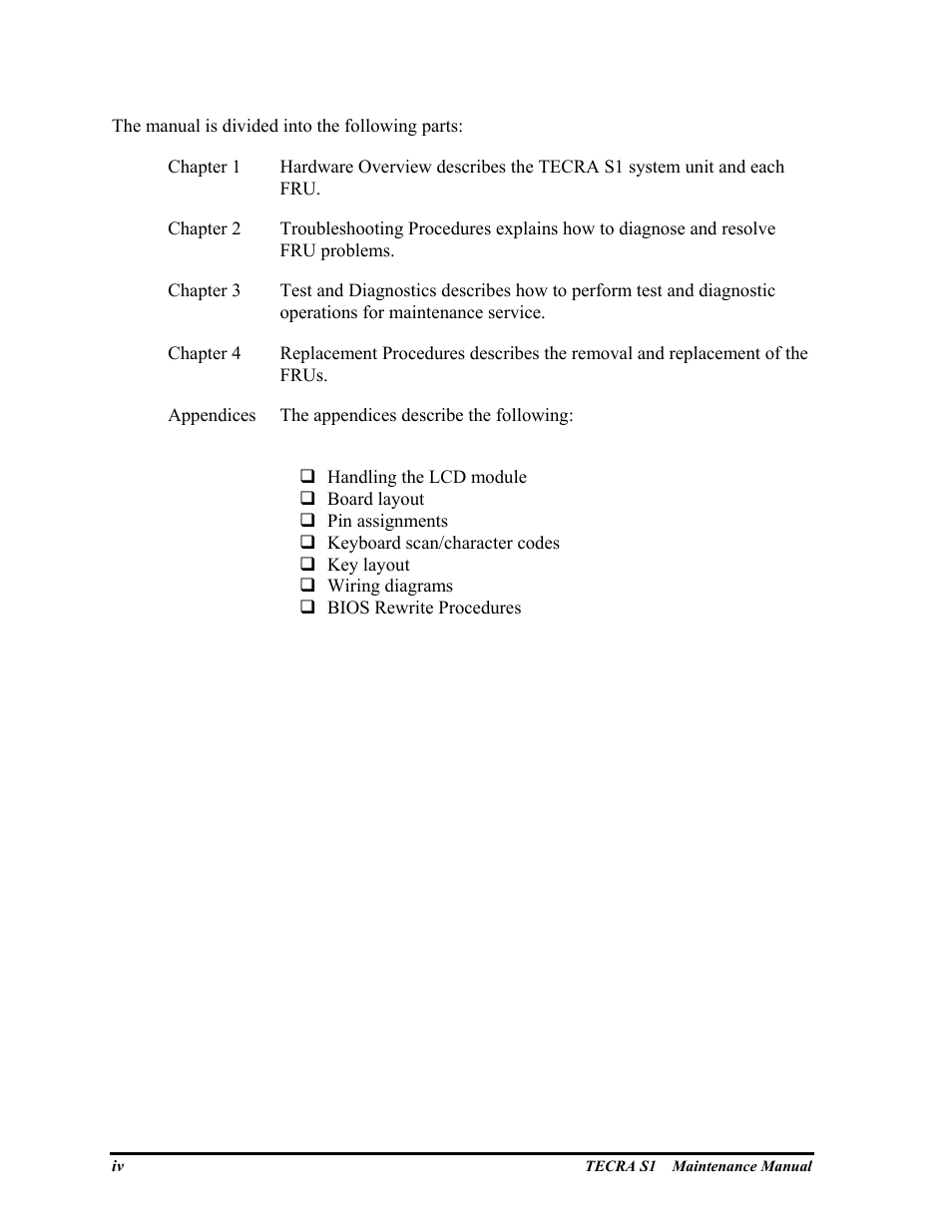 Toshiba TECRA S1 User Manual | Page 4 / 268