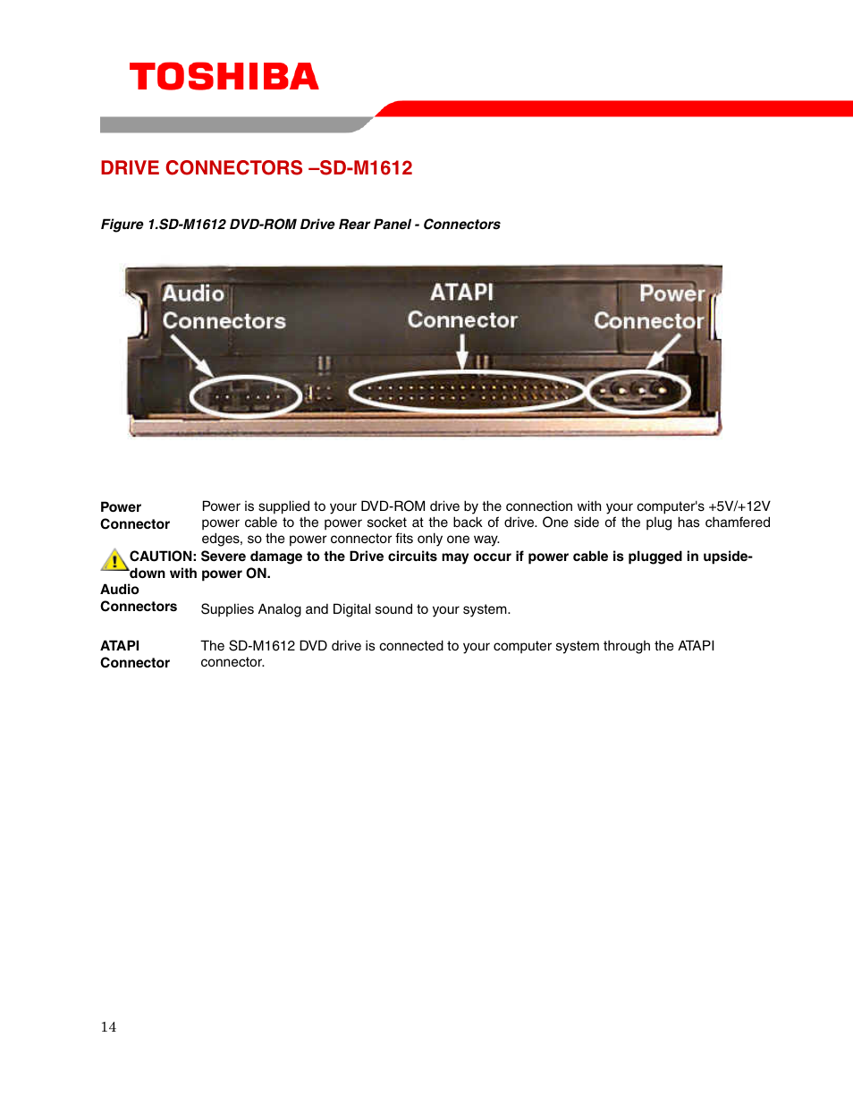 Drive connectors –sd-m1612 | Toshiba SD-M1612 User Manual | Page 16 / 17