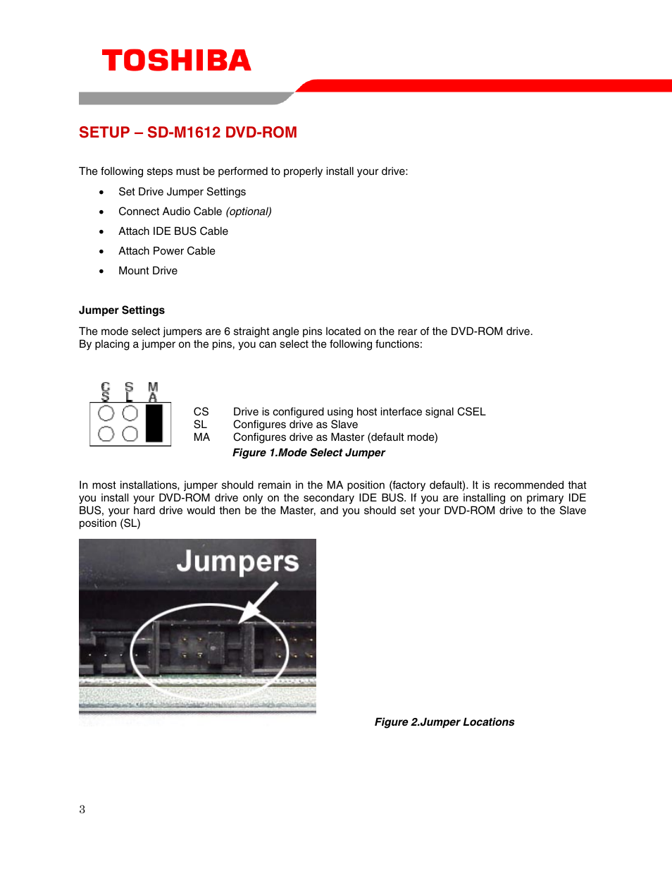 Setup – sd-m1612 dvd-rom | Toshiba SD-M1612 User Manual | Page 5 / 17