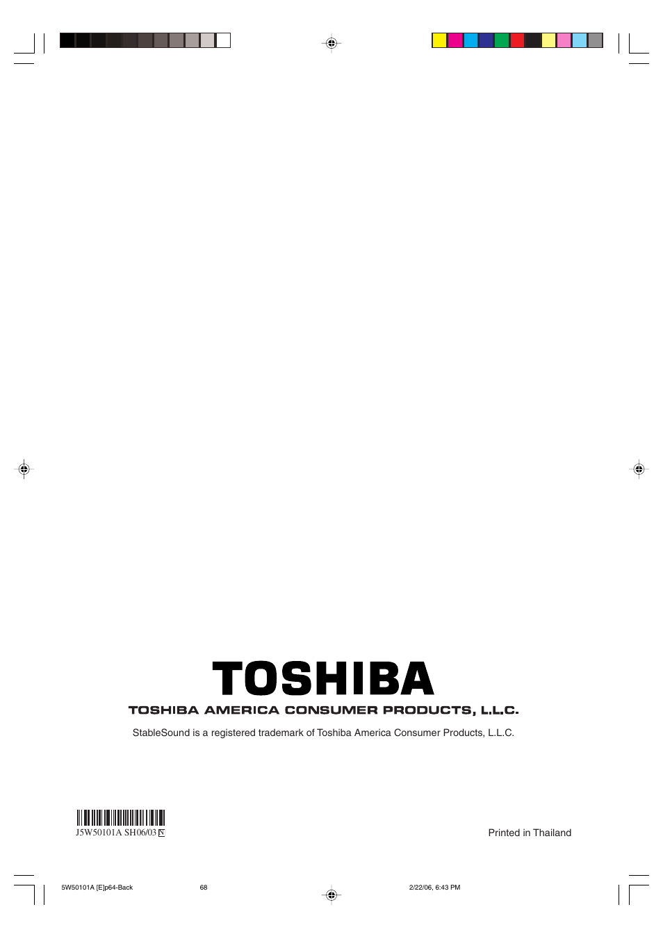 Toshiba MW20F12 User Manual | Page 68 / 68