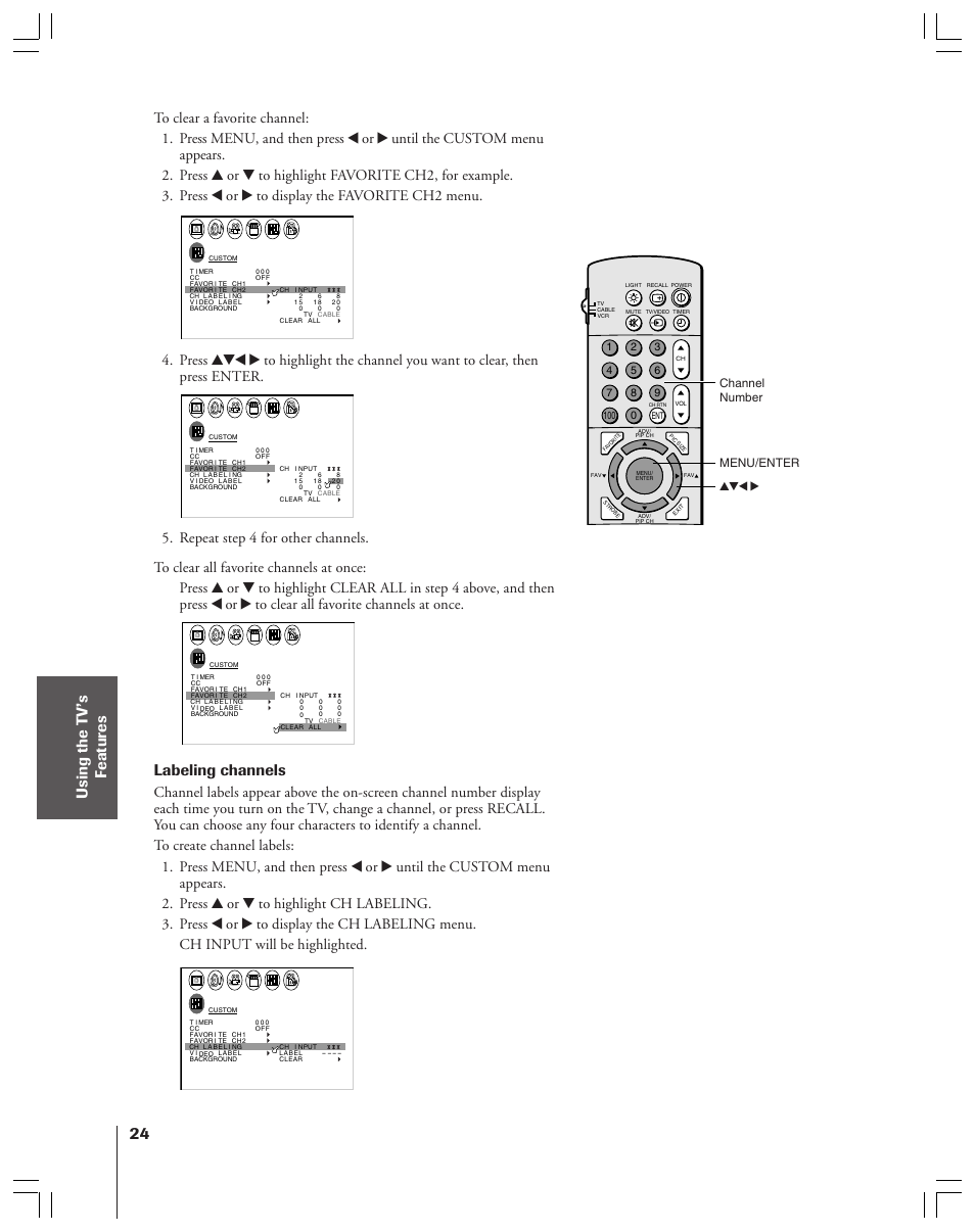 Labeling channels | Toshiba 36HF12 User Manual | Page 24 / 54