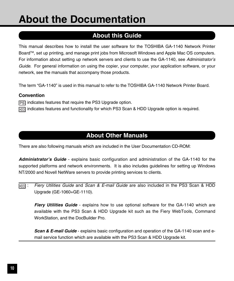 About the documentation, About this guide, About other manuals | About this guide about other manuals | Toshiba 810 User Manual | Page 12 / 218