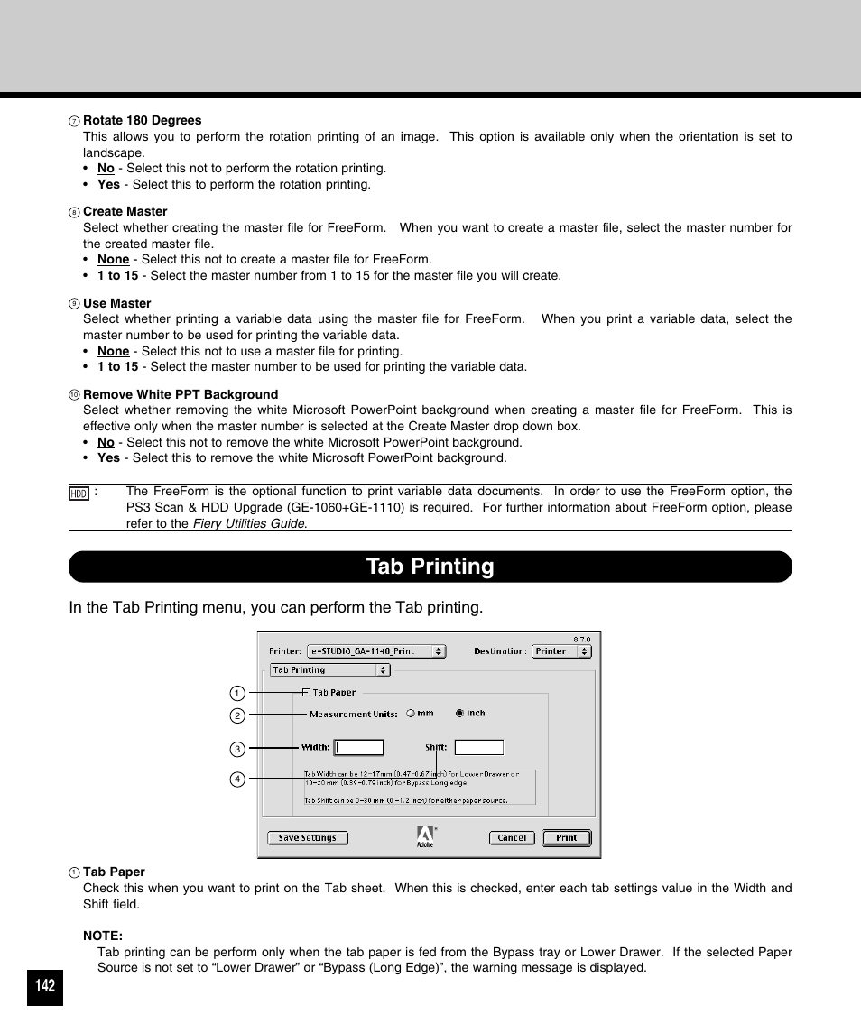 Tab printing | Toshiba 810 User Manual | Page 144 / 218