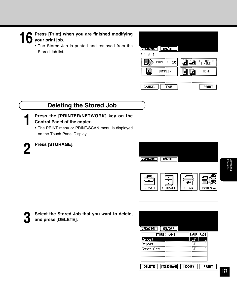 Deleting the stored job | Toshiba 810 User Manual | Page 179 / 218